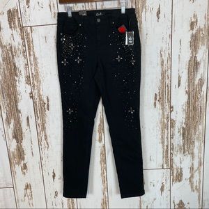 NWT Earl Rhinestone Black Skinny Jeans Size 8